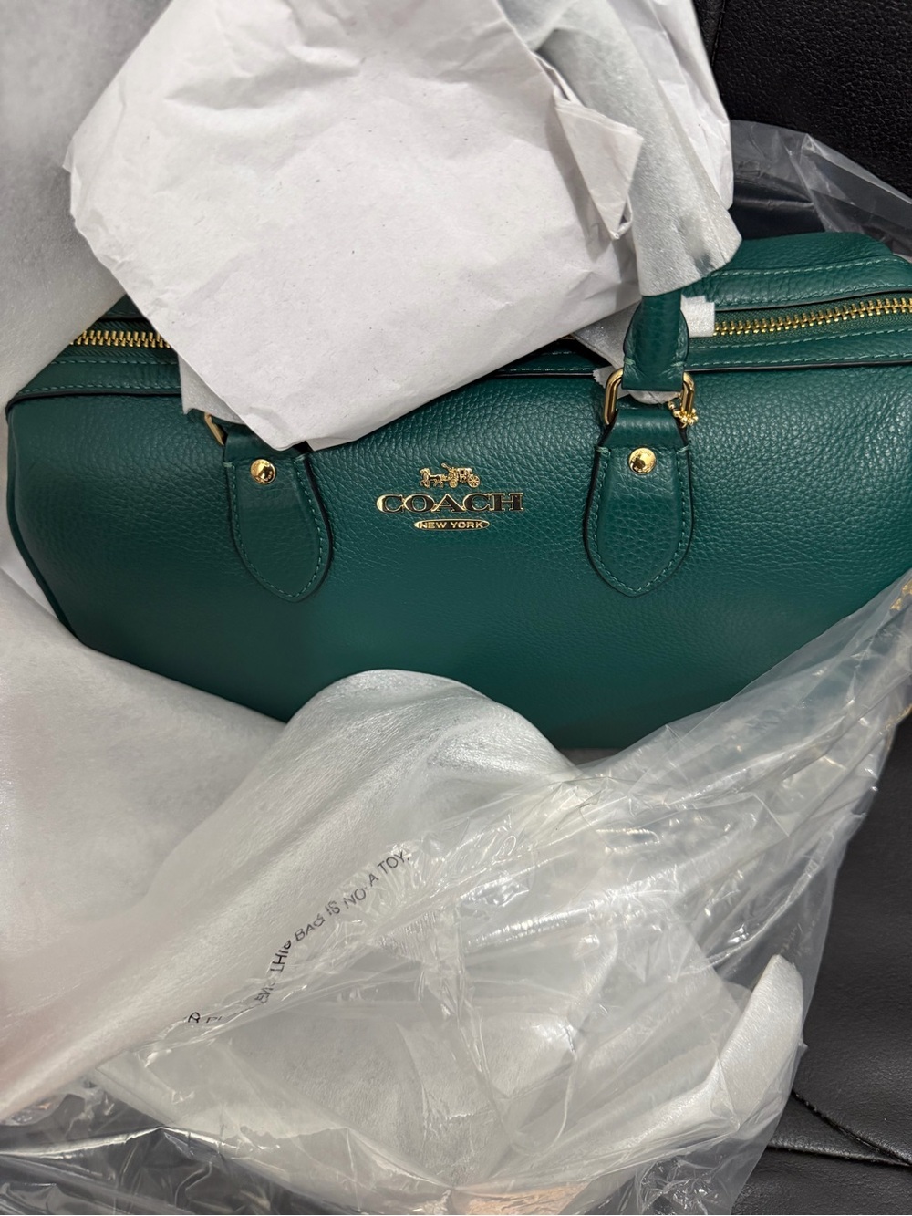 NWT Coach Large Rowan Satchel Emerald Green Pebble Leather CES11